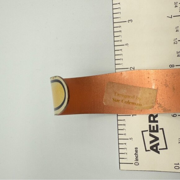 Sue Coleman Artisan Copper Cuff Bracelet with Hummingbird Floral Design Vintage - Picture 7 of 13